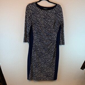 Lauren Ralph Lauren animal print 3/4 sleeve dress sz 14 office workwear preppy